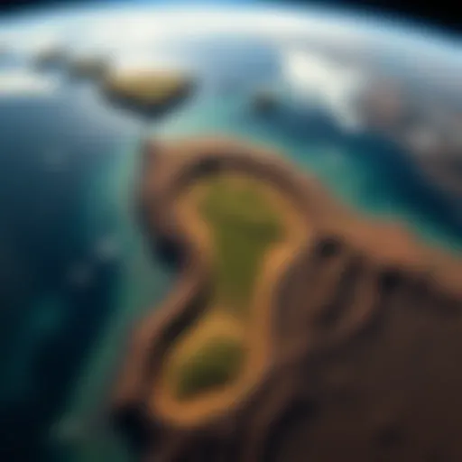 A large footprint shape visible on the ground in a Hawaiian region, highlighted in a satellite view from Google Earth.