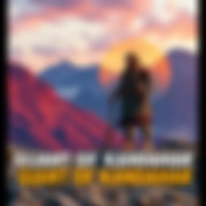 A giant figure standing tall in a rugged landscape, symbolizing folklore and history, with mountains in the background.