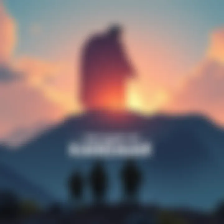 Illustration of a large figure towering over a mountainous landscape, resembling the legend of the Giant of Kandahar with soldiers in the foreground looking amazed.