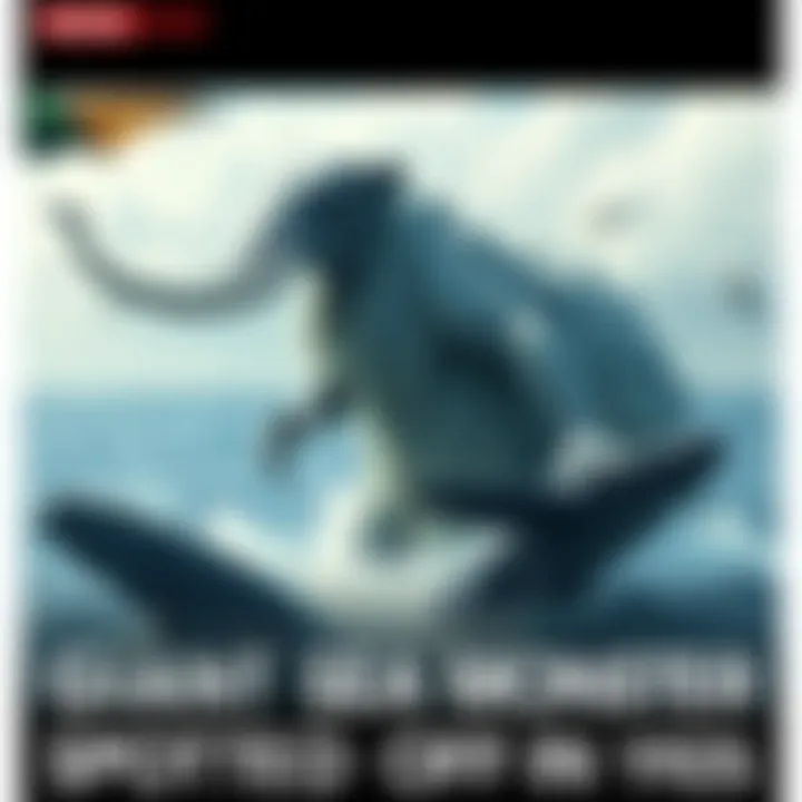 Giant Sea Monster Off Africa A large sea creature with an elephant-like trunk and pig-like snout is attacking two whales off the coast of Africa, covered in long white hair.