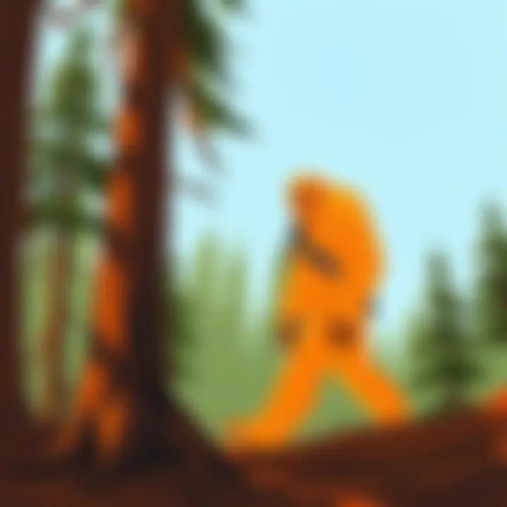 Eyewitness sketch of a Ginger Bigfoot in a California forest