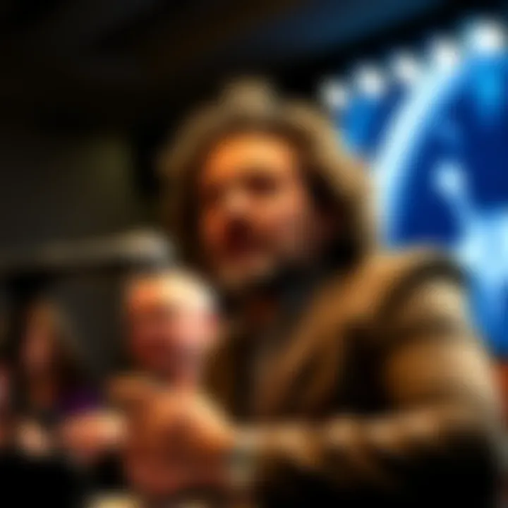 Ancient Aliens star Giorgio Tsoukalos speaking at a press conference about extraterrestrial life and government disclosures