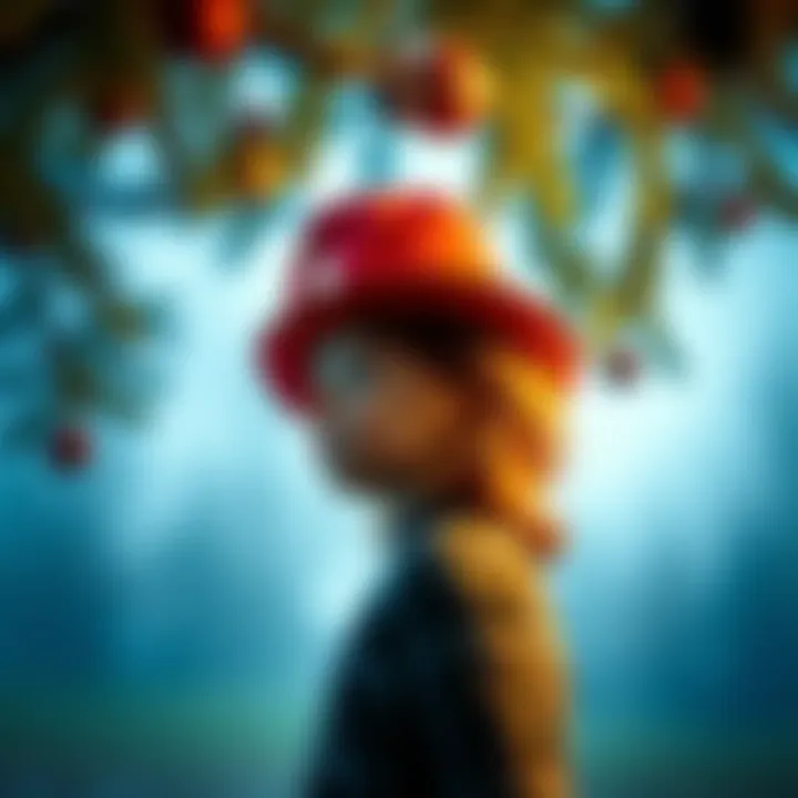 A four-year-old girl gazes up at a mysterious man wearing a hat sitting in a tree during a Christmas Eve dinner.