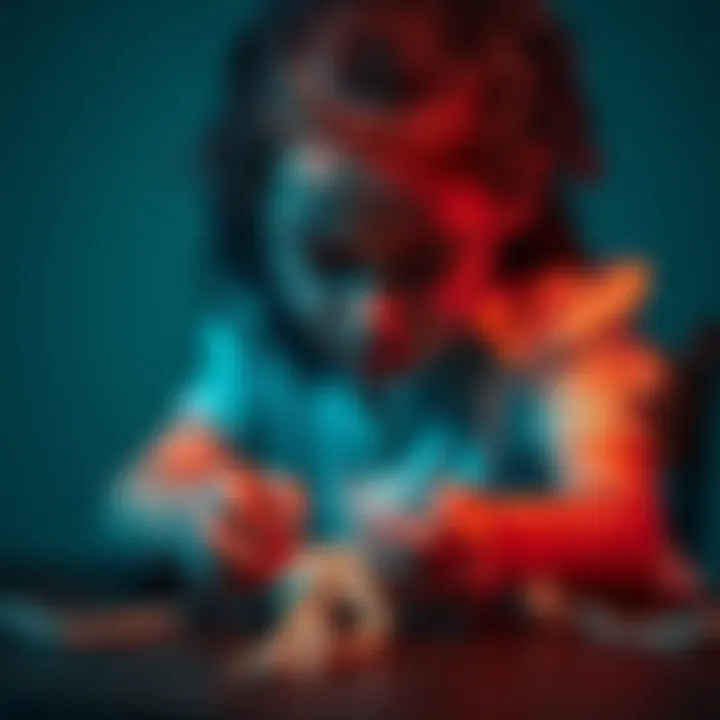 A young girl with her hands tied to a table, depicting distress and concern, relating to the Epstein files.