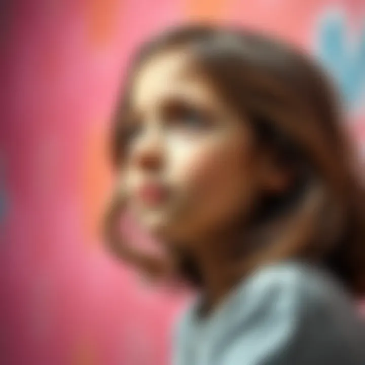 A young girl gazes thoughtfully, as if recalling memories from different lives, set against a soft, colorful background.