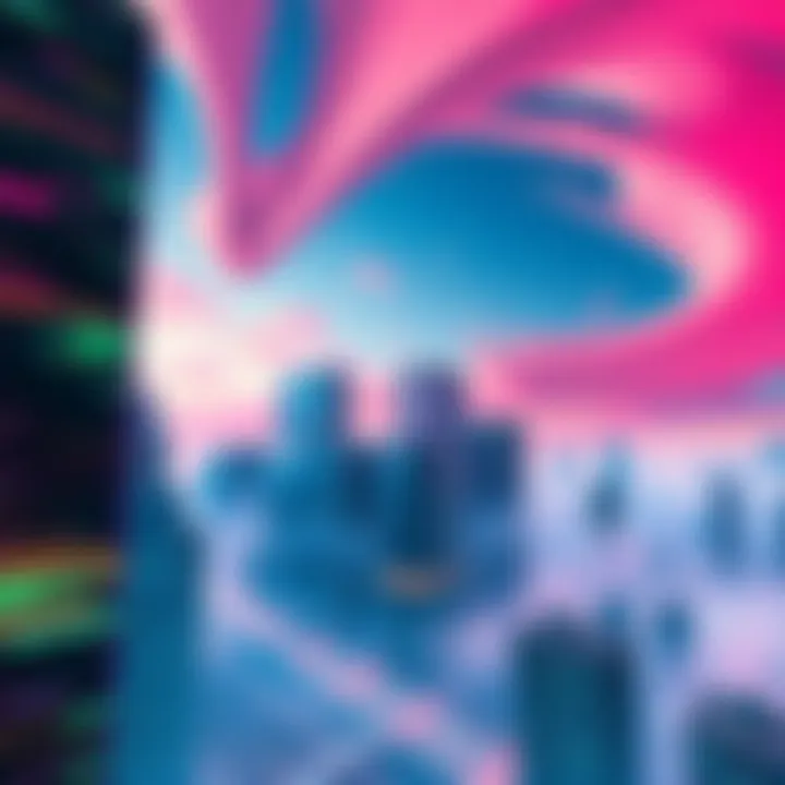 A surreal scene showing a cityscape with distorted buildings and a flowing sky, representing anomalies in reality.