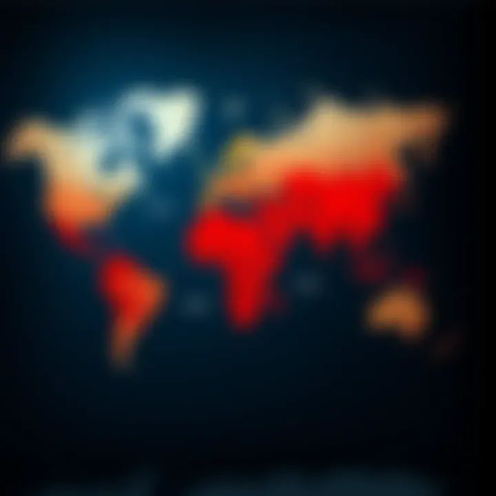 A world map highlighting regions of conflict including Gaza and parts of Africa, with symbols indicating rising tensions.