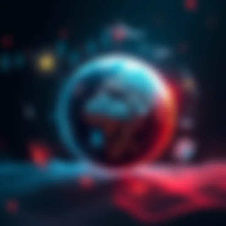 Global Conflict Representation A visual representation of modern conflict with symbols of economic ties, cyber warfare, and misinformation surrounding a globe.