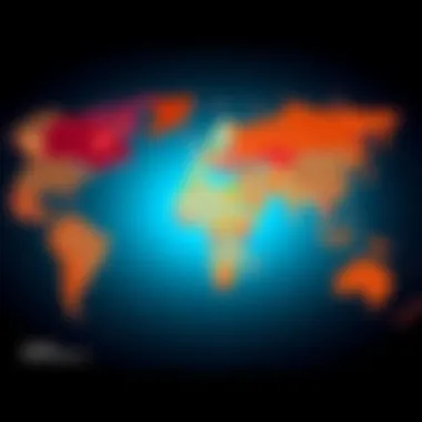 Global Influence of Israel A world map highlighting Israel's connections with various countries, illustrating its global influence and political dynamics.