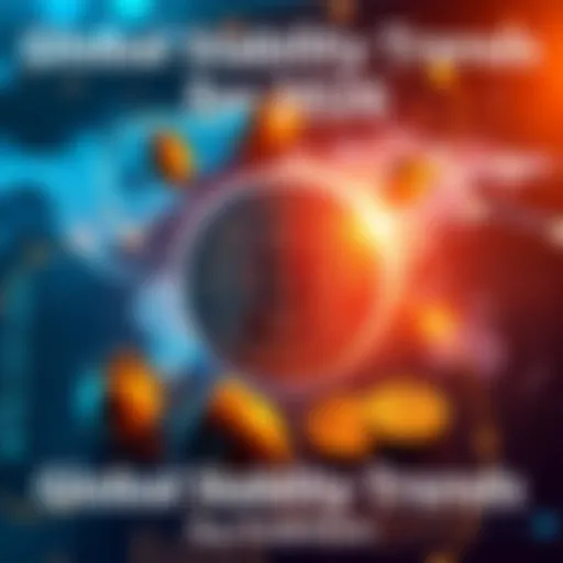 A visual representation of global stability, featuring coins, acorns, and intelligence symbols against a backdrop of a world map.