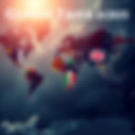 A world map highlighting regions with rising tensions, showcasing different flags and symbols of conflict.