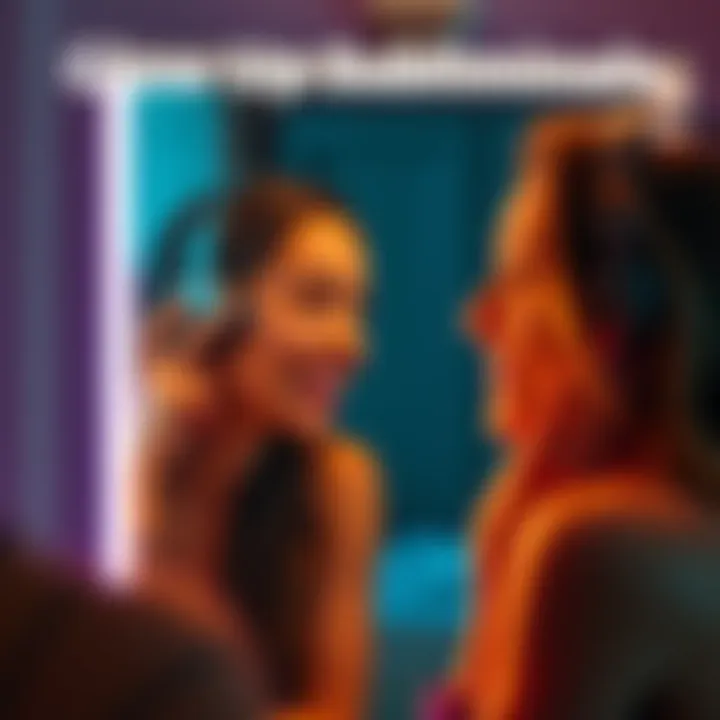 A person listening to subliminal audio while looking in the mirror, smiling and showing confidence, with a glow effect around them, symbolizing beauty enhancement.