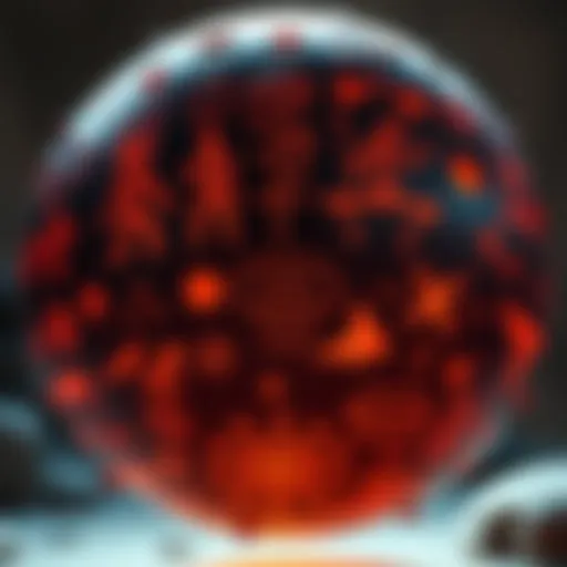 Close-up of ancient glyphs carved into the Buga Sphere, showcasing intricate designs and symbols
