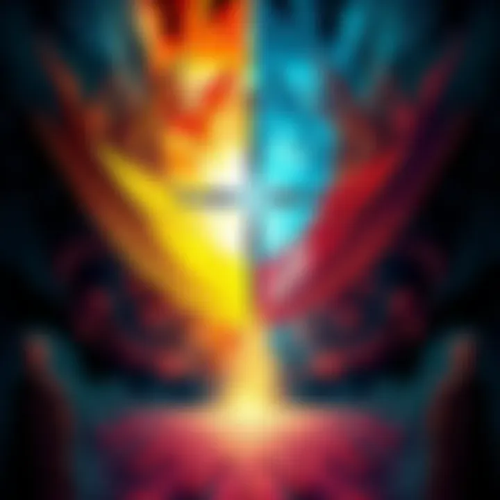 Illustration showing the contrasting fates of good and bad souls in Gnosticism, with one side representing light and virtue and the other darkness and wickedness.