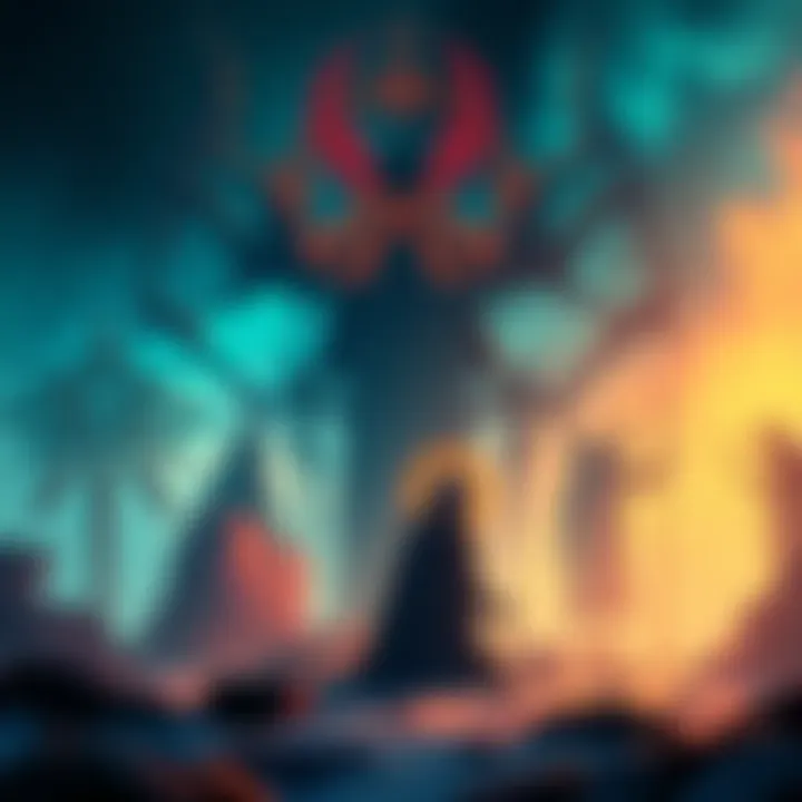 Gnostic symbols and archons An illustration showing various gnostic symbols with shadowy figures representing archons in the background.