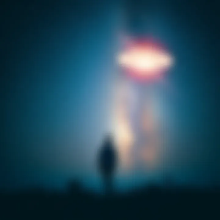 Gnostic Insights from Anomalous Experiences A person standing under a starry sky, looking up at a bright UAP, reflecting on their spiritual journey towards Gnosticism and understanding paranormal events.