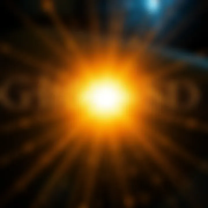 Gnostic Light Representation A bright, radiant light symbolizing divinity, surrounded by ancient script and symbols reflecting Gnostic texts.