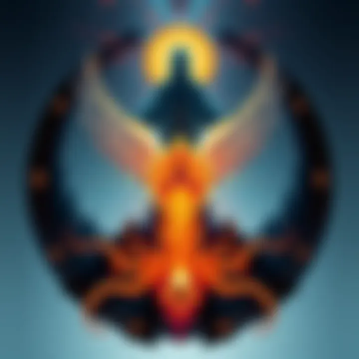 Illustration representing the Gnostic Monad surrounded by abstract shapes symbolizing creation and self-reflection, with Barbelo depicted as an ethereal figure in the background.