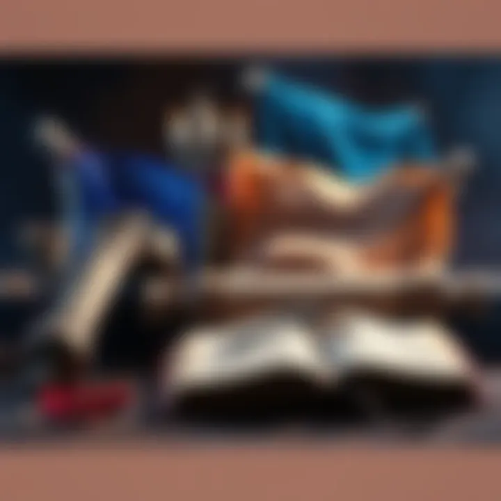 Gnostic Scriptures A collection of ancient scrolls and texts representing Gnostic beliefs, juxtaposed with the New Testament, symbolizing the contrast in spiritual perspectives.