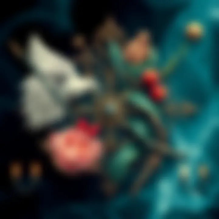 A representation of Gnostic beliefs featuring symbols intertwined with natural elements, reflecting the connection to paganism and the material world.