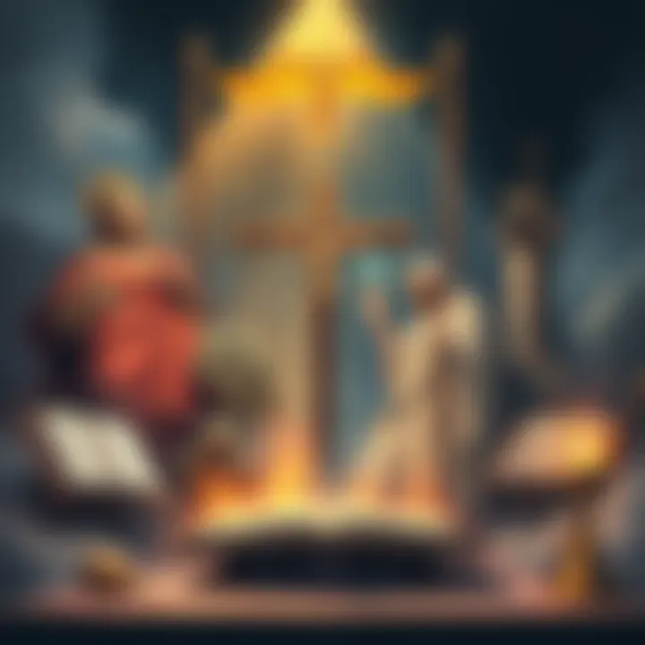 Illustration showing symbols of Gnosticism alongside biblical icons, highlighting relationships between the two.