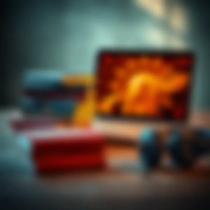 A stack of beginner books, a laptop with a Gnosticism video, and headphones representing accessible resources for learning about Gnosticism.