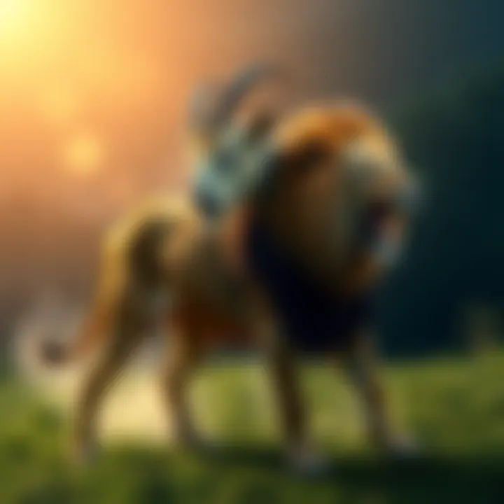 A goat gradually turning into a lion, symbolizing personal transformation and courage.