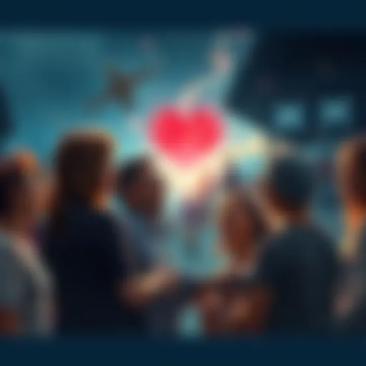 A serene scene showing people sharing moments of joy and connection in everyday life, symbolizing fragments of divine love.