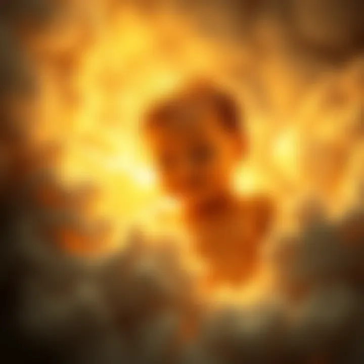 A radiant golden baby surrounded by soft light, symbolizing joy and hope in a dream.