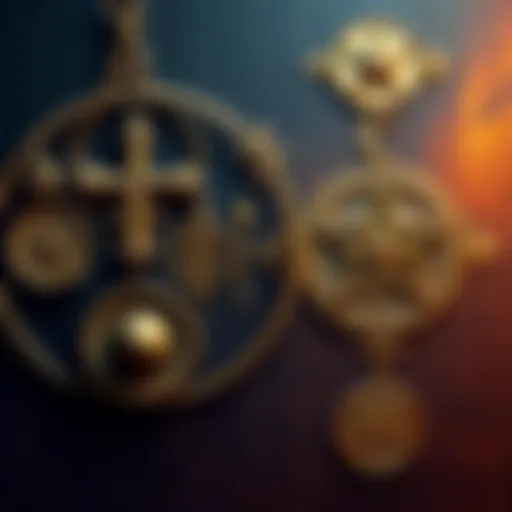 A collection of Golden Dawn symbols and Rosicrucian imagery on a textured background