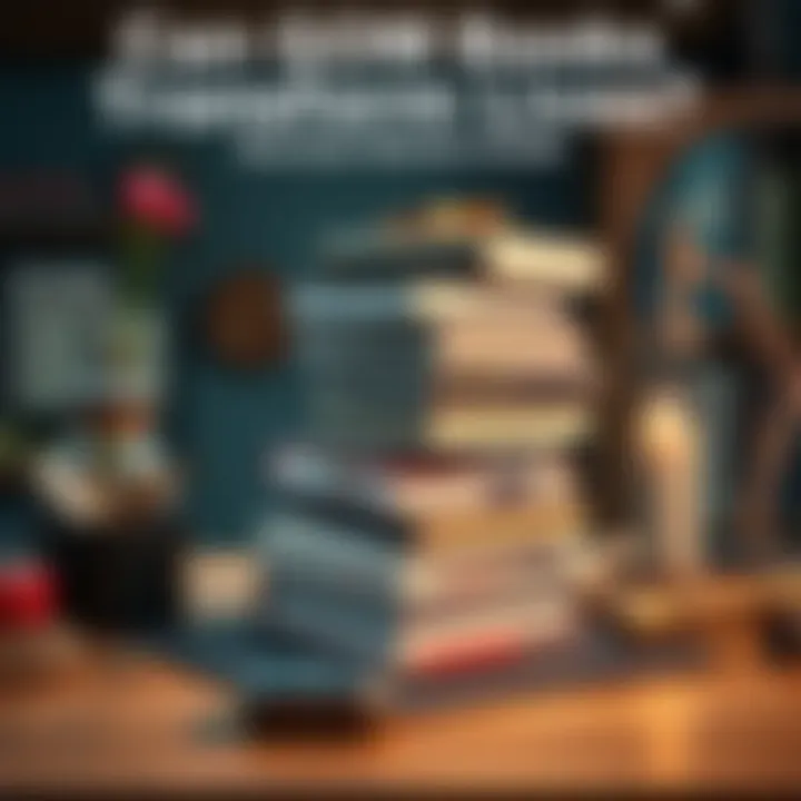 A stack of GOM books surrounded by personal items representing growth and change, symbolizing transformation in people's lives.