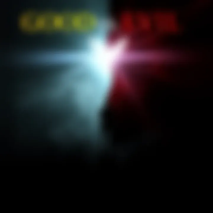 A dramatic scene showing a bright light on one side representing good and dark shadows on the other side symbolizing evil, with a person standing at the center contemplating their choice.