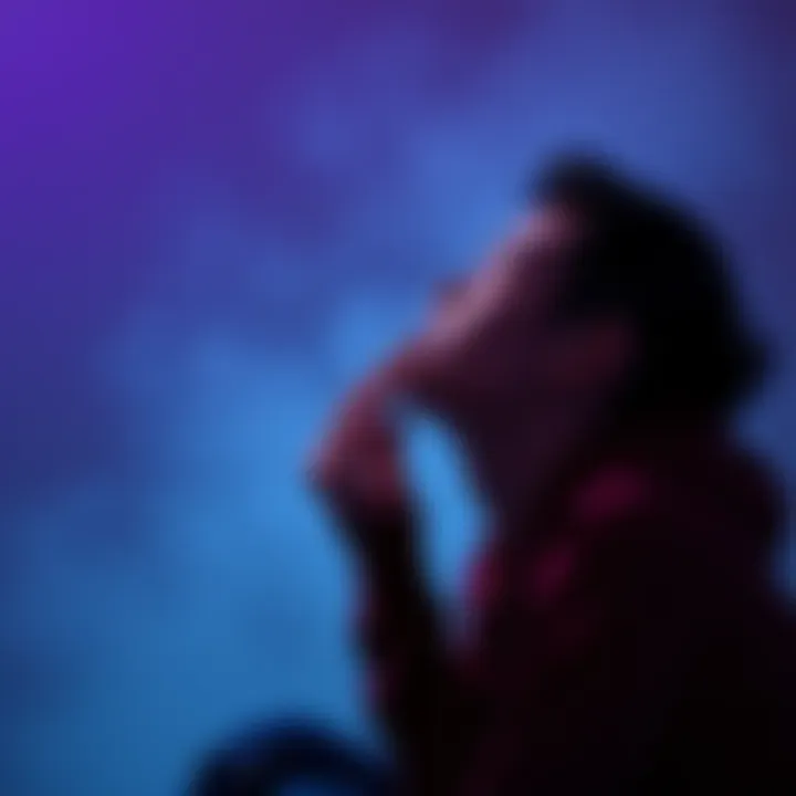 Individual sitting with eyes closed, focusing on the back of their neck, visibly experiencing goosebumps