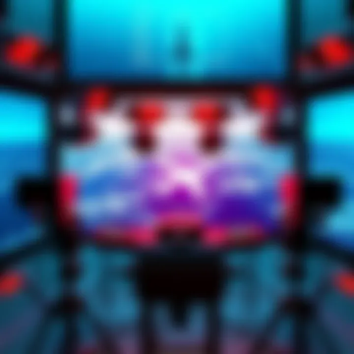 A detailed view of the Gorgon Stare technology setup featuring multiple cameras capturing images, with a backdrop depicting the ocean and aircraft visualizations, representing the connection to MH370 videos.