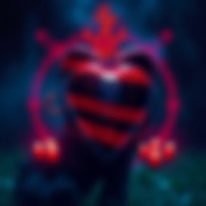 A dramatic scene featuring gothic elements, showcasing a heart symbol intertwined with a lion, representing Leo's unique view on love.