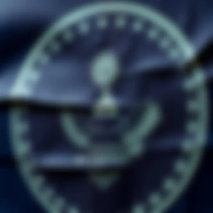 A close-up of the lower left symbol on a government poster, possibly representing a part of the US executive branch.