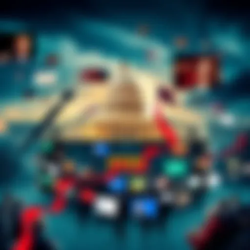 A collage depicting various government programs related to cognitive influence with timelines and societal behavior themes.