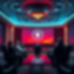 A group of government officials discussing strategies for potential extraterrestrial contact in a conference room.