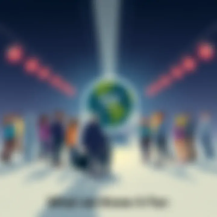 A simple graphic showing the Goy beam with people discussing its features and implications in a community setting.