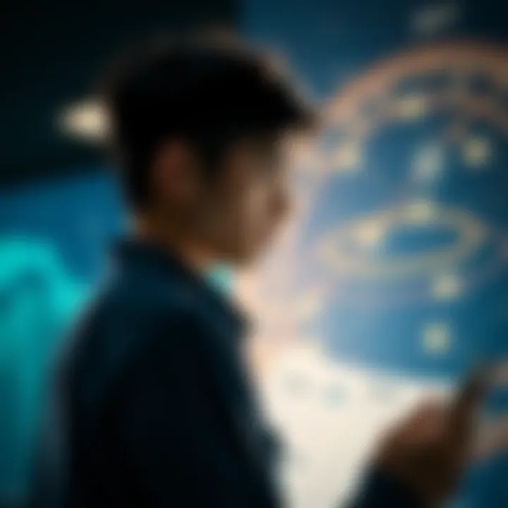 A student contemplating their graduate school application while looking at astrological charts and planetary positions.