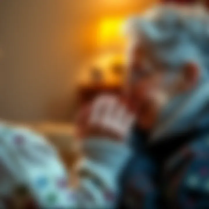 A granddaughter gently holds her grandmother's hand in a warm, heartfelt moment, capturing their close bond during a tender farewell.