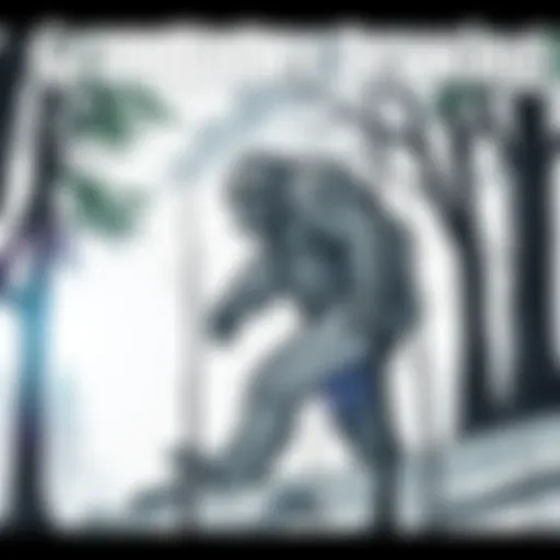 A sketch of Bigfoot created by a 90-year-old grandfather, depicting the creature in a forest setting.