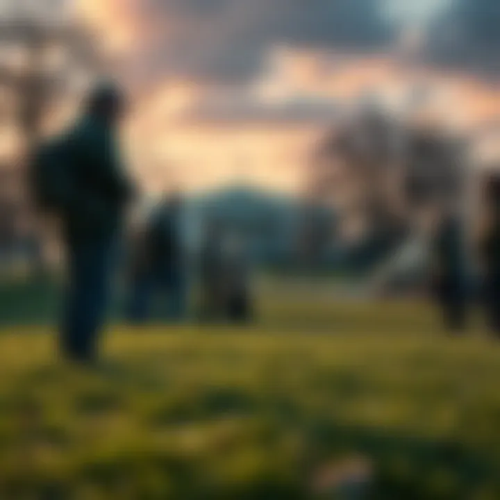 A brief clip showing the Grassy Knoll with people observing and discussing historical events.