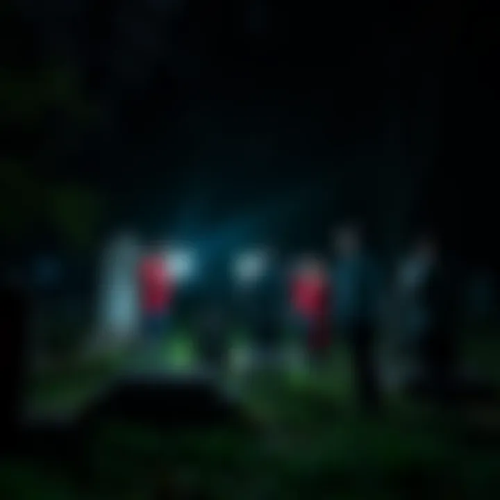 Stacey and guests from paranormal channels investigate an old graveyard in Georgia at night, with flashlights illuminating the eerie surroundings