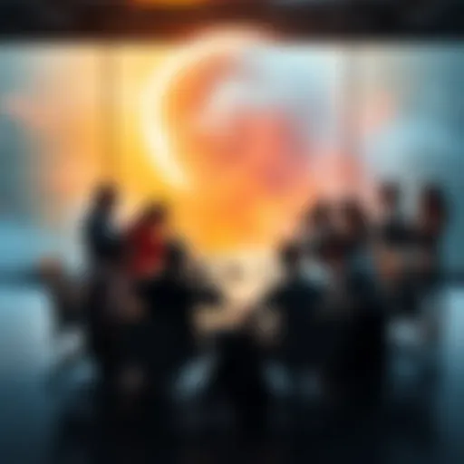 People gathered around a table discussing a gravitational anomaly during the morning hours.