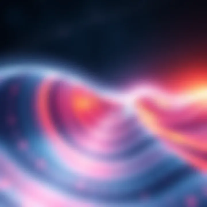 An illustration showing waves rippling through spacetime, representing gravitational waves moving in both directions through time.