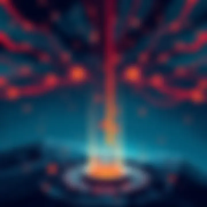 Gravity Concept Illustration A visual representation showing gravity pulling objects down with abstract lines symbolizing actions and hidden forces connecting them.