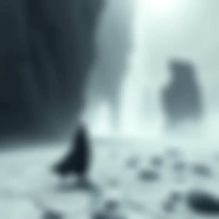 A dreamer navigating a surreal, desolate gray landscape filled with shifting shadows and ephemeral forms.