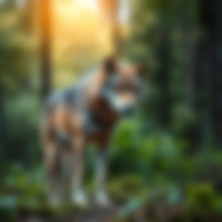 A gray wolf in its natural habitat, showcasing its beauty and strength