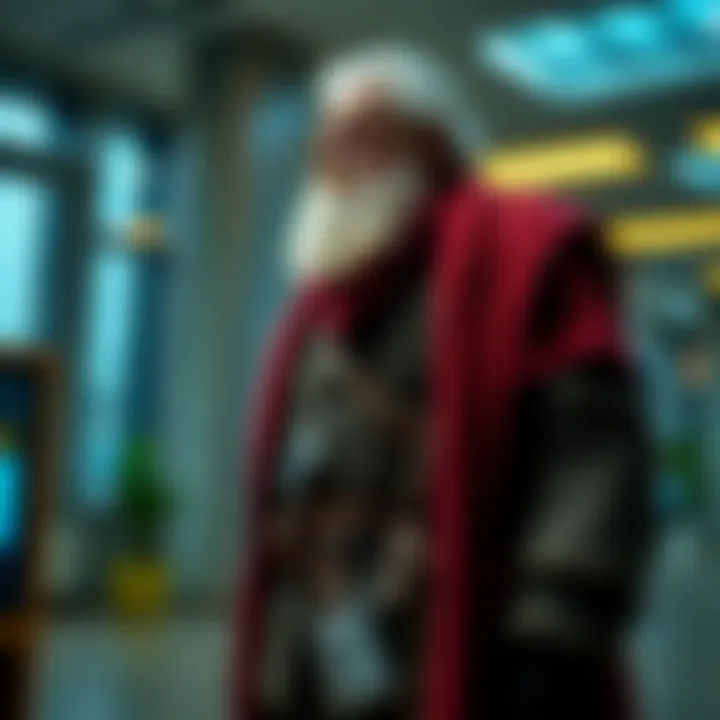 Great Father Archetype A wise and guiding figure representing authority and support, standing tall with a strong presence in a modern setting.